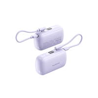 Batterie externe mini 2-en-1 de 10000 mAh avec câble USB-C intégré, charge rapide 20W, affichage LED, double sortie Type-C pour iPhone et Android