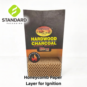 Sacs à charbon en papier kraft à 2 couches imprimés sur mesure, 1 kg-3 kg, <span class=keywords><strong>auto</strong></span>-allumants, pour emballage de charbon de barbecue, pochette de rangement écologique - Product Image 2