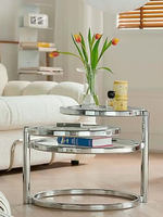 Table basse pivotante de style influenceur, table d'appoint de canapé en verre, luxe léger, inspirée d'Instagram, moderne, nordique, minimaliste, petite table