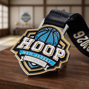 Nouvelles médailles de récompense en émail 3D plaquées argent, médailles sportives en alliage de zinc moulé sous pression, médailles de basket-ball personnalisées pour les compétitions sportives - Product Image 2