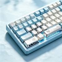 Capuchons de touches de clavier en acier inoxydable bleu glace, design flocon de neige, bleu métallisé, thème hiver blanc, décoratifs, artisanaux