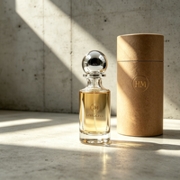 Vente en gros de flacons de parfum en verre cylindriques de luxe HANMING HH-030, 30 ml/50 ml/100 ml, bouchon en plastique sérigraphié givré, fabriqué en Chine
