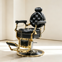 Fauteuil de Barbier Haut de Gamme Antique Rembourré et Clouté pour Salon de Coiffure – Vente en Gros Usine