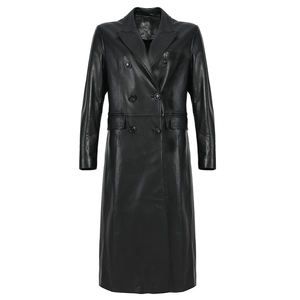 2024 giacca da <span class=keywords><strong>donna</strong></span> in vera <span class=keywords><strong>pelle</strong></span> firmata autunno inverno Trench stile Trench doppiopetto in vera <span class=keywords><strong>pelle</strong></span> - Product Image 1