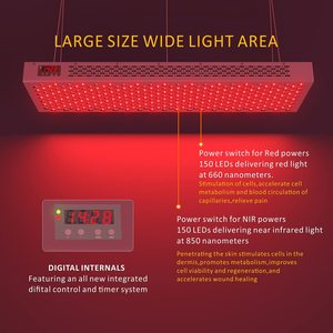 Panneau de luminothérapie rouge professionnel 1500W 660nm 850nm avec infrarouge proche, le plus populaire - Product Image 5