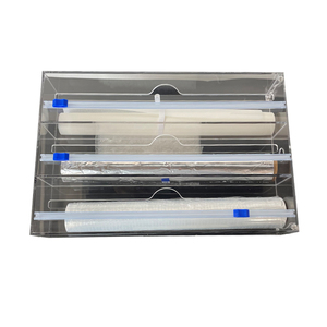 Tailai 2 slot Plastic Wrap Dispenser with Slide Cutter Foil and Plastic Wrap Dispenser Home Storage Organization