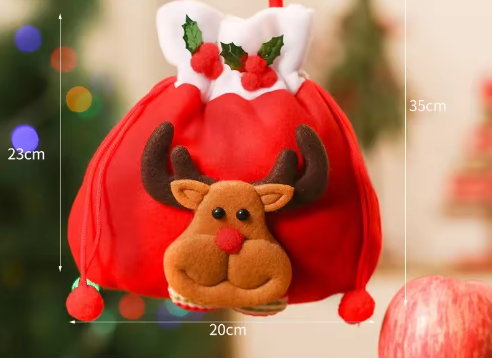 White-edge fleece Christmas bag Santa Claus style