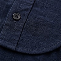 Camisa de Manga Corta para Hombre, Informal, Textura de Lino, con Botones, Azul Marino, Camisa de Verano Transpirable, Tejida