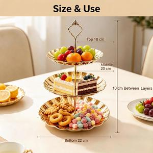 Plateau de service écologique à 3 niveaux, incassable, pour le camping, plateau à fruits pour la décoration de la cuisine, présentoir pour le thé de l'après-midi, support à desserts - Product Image 5