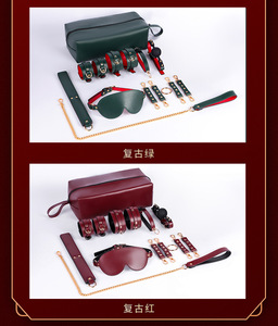 Conjunto de Luxo em Couro Vinho Tinto para BDSM e <span class=keywords><strong>Bondage</strong></span> para Casais, com Chicote e Mordaça para <span class=keywords><strong>Bondage</strong></span> SM, Brinquedos Sexuais - Product Image 3