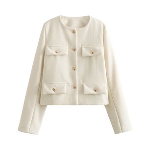 Vêtements d'extérieur pour femmes, veste courte à manches longues pour l'automne, bouton, <span class=keywords><strong>demi</strong></span>-<span class=keywords><strong>saison</strong></span>, manteaux courts élégants pour femmes - Product Image 5