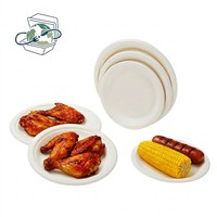 Assiettes compostables non blanchies de qualité supérieure, durables, robustes, vaisselle de pique-nique, vaisselle ronde durable