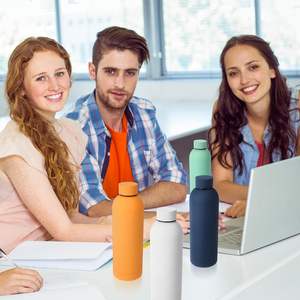 Logotipo personalizado de alta calidad, 350ml, 500ml, 750ml, 1000ml, boca pequeña, recubierta de goma, doble pared, acero inoxidable, botella de agua para niños - Product Image 6