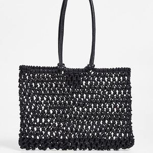 Bolso Tote Grande Personalizado para Mujer, Negro, de Ganchillo, para Playa, Fin de Semana, Primavera, Portátil, de Viaje - Product Image 2