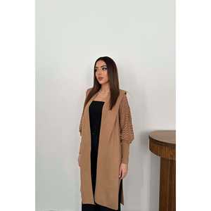 Wholesale Camel Sleeve Knitted <b>Cardigan</b> Casual Solid and Print Pattern <b>Short</b> Length <b>for</b> Autumn and Winter Seasons - Product Image 3