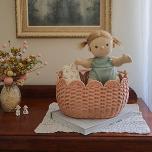 Panier de rangement en rotin en forme de tulipe, ovale, avec poignée, pour les pique-niques des enfants en plein air - Product Image 4