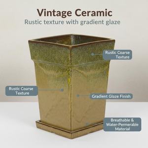 Grand pot de fleurs carré en céramique émaillée, durable, écologique, moderne et classique, pour jardinage domestique, vente en gros - Product Image 4