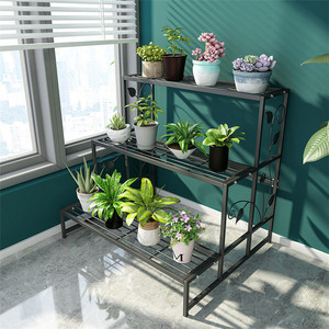 Étagère pour plantes en fer de patio Étagère de jardin Présentoir à fleurs Support pour plantes 3 niveaux Porte-plantes en métal de style <span class=keywords><strong>escalier</strong></span> - Product Image 3