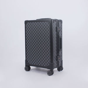 <span class=keywords><strong>Valise</strong></span> à roulettes silencieuse antichoc en cuir multi-motifs, cadre en alliage d'aluminium noir mat, serrure à code TSA - Product Image 5