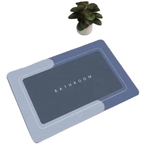 Ensemble de tapis antidérapants en velours cristal, tapis de porte en caoutchouc absorbant l'eau, tapis de sol de salle de bain ovales et carrés, motif uni - Product Image 5