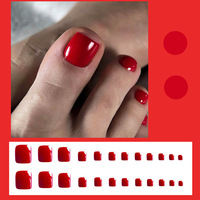 Simple rouge classique pur désir tempérament mode orteil faux ongles 24 pièces ABS portable manucure doigt vente chaude