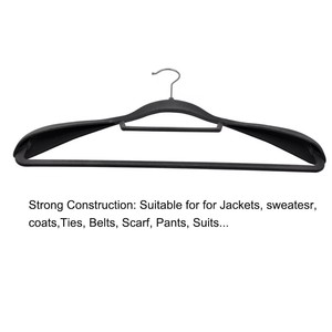 Nhung đen áo móc giá rẻ vai rộng không trượt với miếng đệm vai và xoay Móc bền tủ quần áo sử dụng - Product Image 2