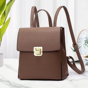 Elegant Women's Red <b>Backpack</b> With Gold Hasp Closure Detachable Strap <b>Medium</b> Capacity Softback Style All Seasons Use - Product Image 3