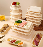 Boîte à lunch écologique biodégradable en amidon de maïs, 5 compartiments, sans BPA, compostable, capacité de 1250 ml, avec couvercle