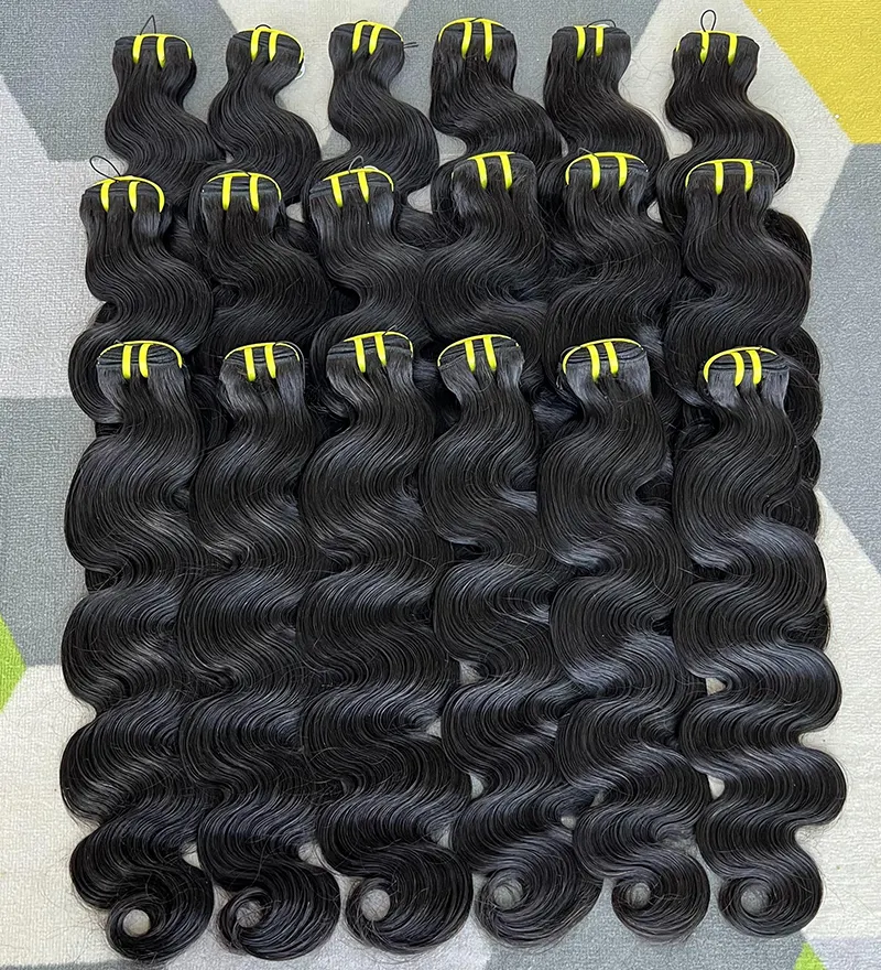 Proveedores al por mayor de cabello humano Cutícula alineada Cabello vietnamita virgen crudo Paquetes de ondas corporales dibujadas dobles