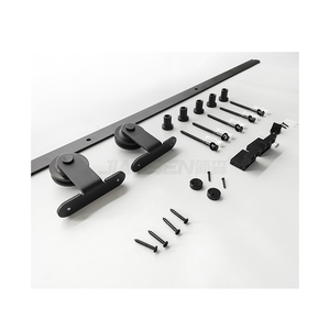 Top gắn cao Duty hiện đại DIY nội thất bằng gỗ màu đen trượt Barn Door phần cứng - Product Image 2