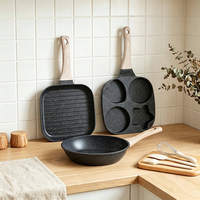 Ensemble de casseroles en aluminium antiadhésif classique et durable, personnalisable, 6 pièces, résistant au four, pour le petit-déjeuner des enfants, la préparation des aliments à la maison