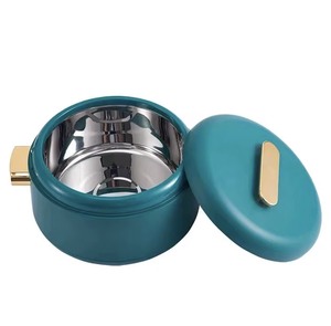 Ensemble de 3 casseroles cylindriques modernes en acier inoxydable avec couvercle verrouillable et doubles poignées, capacité 1L, 2L, 3.5L, finition intérieure mate, pour <span class=keywords><strong>buffet</strong></span> - Product Image 5