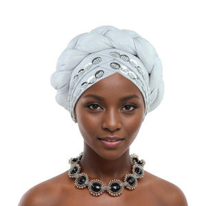 Go Party Chapeaux Africains 15 Couleurs Style Ethnique Cousus Main Perles Tresses Turbans Couleur Unie Bonnets Bandanas Coiffes - Product Image 5
