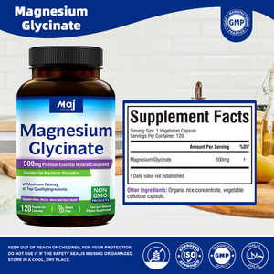 כמוסות קומפלקס מגנזיום ציטרט 500 מ\\\"ג ספיגה מקסימלית מגנזיום גליצינאט תוסף ויטמין בכמוסות להרגעת העצבים - Product Image 6