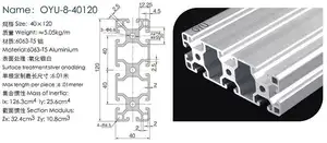 Perfil de tubería de aluminio de perforación, anodizado, 6063 T5, redondo, 40x120