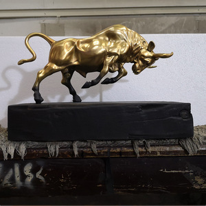 Bronze Bull Figurine Black Gold Copper Color Sculpted Home Decoration Gift - Product Image 2