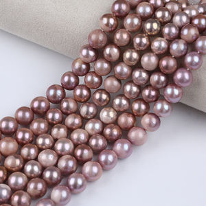 ราคาถูก11-14มิลลิเมตรธรรมชาติสีชมพูสีม่วงหลวมจริงหอยนางรมน้ำจืดเอดิสันไข่มุกลูกปัด Strand - Product Image 3