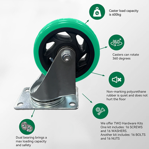 Grüne tragende Handwagen PVC-Wagen Klappbare Lenk rollen Set 3 ''4" 5 Zoll Hochleistungs-Lenkrad für Generator - Product Image 4