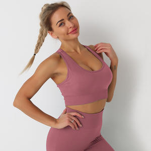 Ensemble de yoga sans couture pour femmes, vêtements de sport, vêtements de gym, haut court à manches longues, leggings taille haute - Product Image 2