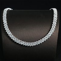 Collier en Or Massif 18K avec Diamants, Chaîne Tennis Tendance avec Diamants VVS de Culture de 3/4/5 Carats pour Hommes