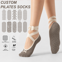 Chaussettes de Pilates en coton à bretelles pour femmes, antidérapantes, pour le yoga, la barre, les cours, sans coutures, extensibles, personnalisées
