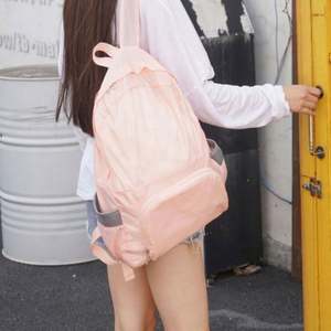 Sac à dos pliable 2 en 1 pour femme, décontracté, pour les voyages en plein air, ultraléger, imperméable, en polyester rose, double usage, sac fourre-tout pliable - Product Image 6