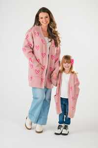 Mommy <strong>and</strong> Me Valentine's Day Baby Clothes Heart Pattern Long Sleeve Cardigan Girls Sweater Family <strong>Matching</strong> <strong>Outfits</strong> Wholesale - Product Image 3