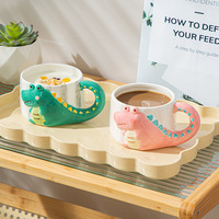 Vente en gros 380ml Cartoon Crocodile Tasse en céramique-Tasse de voyage design animal de grande capacité pour les fêtes et la maison