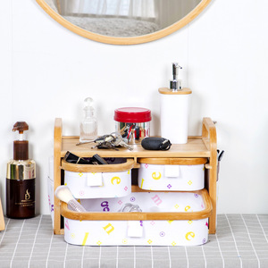 Taoya Bamboo Fabric Cosmetic <b>Storage</b> <b>Box</b> With <b>Drawers</b> Japanese Style Desktop Organizer 10-20L Makeup <b>Storage</b> - Product Image 4