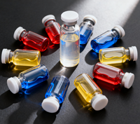 Flacons en verre tubulaire borosilicate faible de 5 ml, 10 ml, 15 ml, 50 ml avec sérigraphie pour les gouttes oculaires et l'utilisation cosmétique