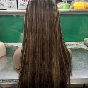 Perruque brésilienne en cheveux humains Remy, couleur blond miel, avec frontale transparente HD 13x4, effet raide naturel, pour femmes noires (couleur P4/27) - Product Image 3
