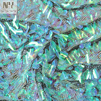 Tissu à paillettes Nanyee Textile en forme de clou, 18 mm, 100 % polyester, couleur vert olive irisé, pour vêtements de mariage