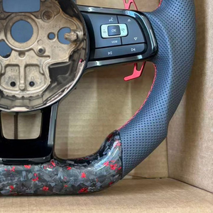 Volante de Fibra de Carbono Forjado Personalizado, Apto para Volkswagen Golf Mk7 7.5 GTI GTS GTD GTE R <span class=keywords><strong>Line</strong></span> <span class=keywords><strong>Polo</strong></span> GTI MK7 - Product Image 4