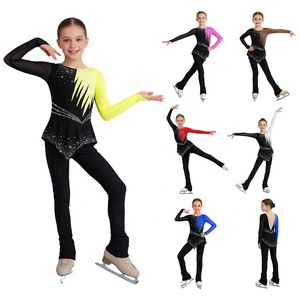 Robe de patinage artistique pour filles, justaucorps en strass, manches en maille, Costume de spectacle, compétition de patinage sur glace, sur mesure - Product Image 1